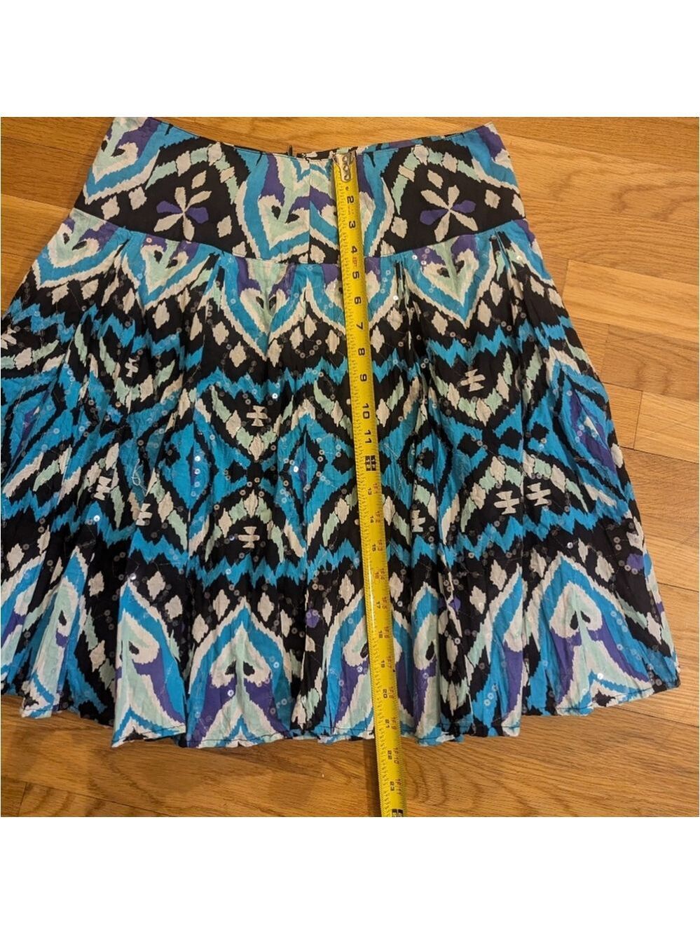 INC Circle Skirt Size 8 Black White Blue Purple Sequins - Picture 5 of 7